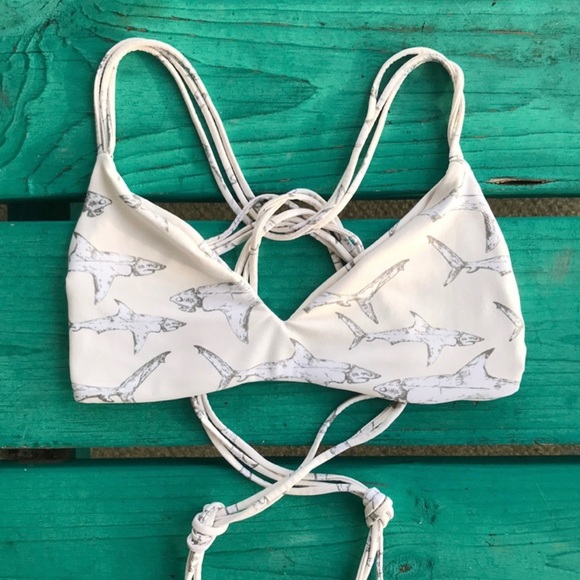 Boys + Arrows Fish Outta Water Shark Dylan Bikini Top - Picture 2 of 10